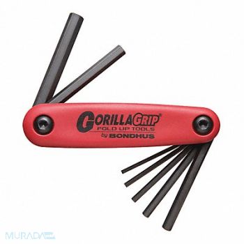 BONDHUS Set 7 Hex Gorillagrip Fold-Up Tools, 25EA96