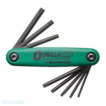 BONDHUS Set 8 Star Tip Gorillagrip Fold-Up Tools, 25EC02