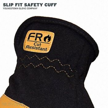 YOUNGSTOWN GLOVE CO. Mechanics Gloves Leather Blk/Tan 2XL PR, 25K932