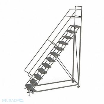 TRI-ARC Rolling Ladder 12 Step Steel Serrated, 25NV55