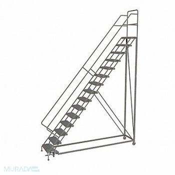 TRI-ARC Rolling Ladder 15 Step Steel Perforated, 25NV62