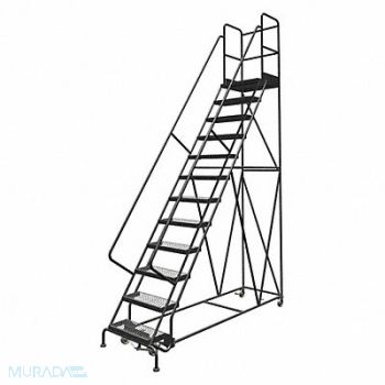 TRI-ARC Rolling Ladder 12 Step Steel Serrated, 25NW84