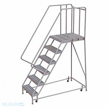 TRI-ARC Rolling Ladder 6 Step Aluminum Ribbed, 25NY32