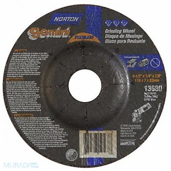 NORTON Depressed Ctr Whl T27 4-1/2x1/4x7/8, 25TZ65