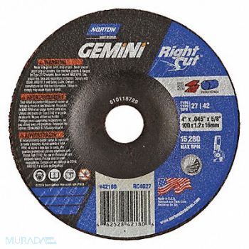 NORTON Depressed Ctr Whl T27 4x.045x5/8, 25TZ72