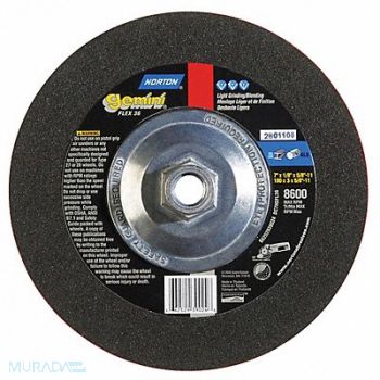 NORTON Depressed Ctr Whl T27 7x1/8x5/8-11, 25TZ93