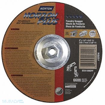 NORTON Depressed Ctr. Wheel T27 9in 5/8in-11, 25UA02