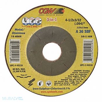 CGW ABRASIVES Ctr Whl Depressed 6x3/32.094x7/8 T27, 267M27