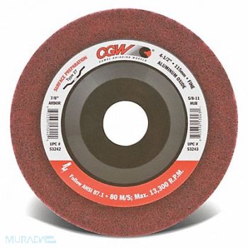 CGW ABRASIVES Depressed Ctr Whl 4.5x5/8-11 AO MRN T27, 267K73