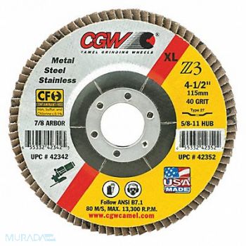 CGW ABRASIVES Flap Disc 6x7/8 T29 Z3 Reg 36G, 267Y62