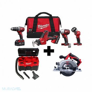 MILWAUKEE M18 4PC Combo Kit M18 Vac M18 Circ Saw, 388TE7