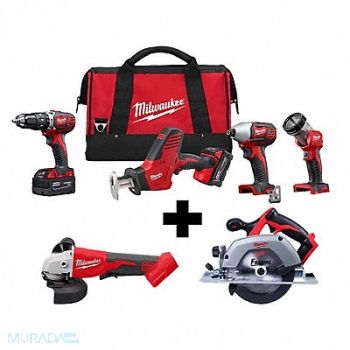 MILWAUKEE M18 4Tool Kit M18 Grinder M18 Circ Saw, 388TF5