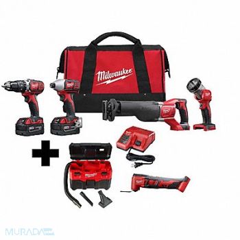 MILWAUKEE M18 4-Tool Kit M18 Vac M18 Multi-Tool, 388TG8
