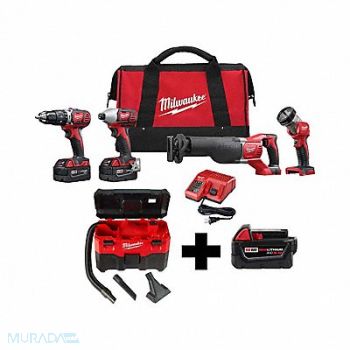 MILWAUKEE M18 4-Tool Kit M18 Vac M18 5.0, 388TG7