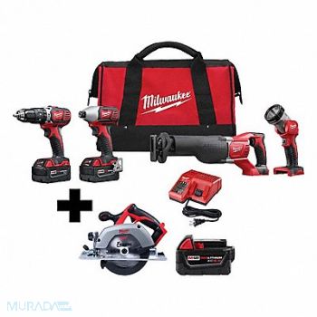 MILWAUKEE M18 4-Tool Kit M18 6 Circ Saw M18 5.0, 388TH8