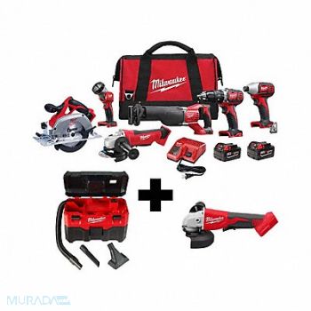 MILWAUKEE M18 6-Tool Kit M18 Vacuum M18 Grinder, 387WJ9