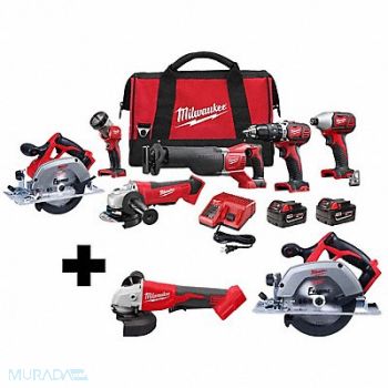 MILWAUKEE M18 6Tool Kit M18 Grinder M18 Circ Saw, 388TK4