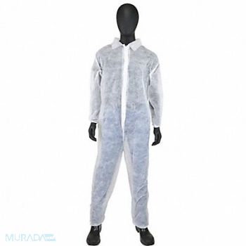 WEST CHESTER PROTECTIVE GEAR Collared Coverall Elastic White 2XL PK25, 34UJ91