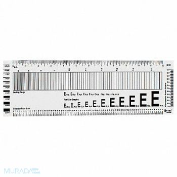 WESTCOTT Ruler Plastic Lined 16ths 13-3/4in, 26CT61