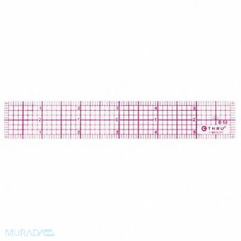 WESTCOTT Ruler Plastic Lined 16ths 6in Transparnt, 26CT77