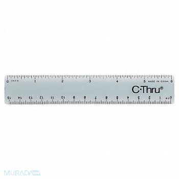 WESTCOTT Ruler Plastic Lined 16ths 6in Smoky Gray, 26CT81