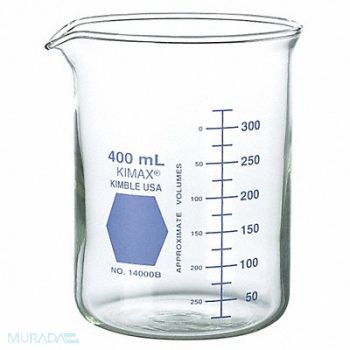 KIMBLE KIMAX Griffin Beaker Low Form Glass 400mL PK12, 26CV55