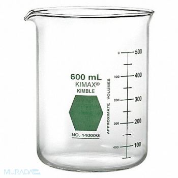KIMBLE KIMAX Griffin Beaker Low Form Glass 400mL PK12, 26CV62
