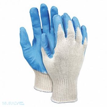 MCR SAFETY Med Weight Cotton Blue Latex Dip L PK12, 26H719