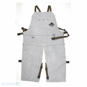 MCR SAFETY Leather Welding Bib Apron Split Leg 24X, 26J253