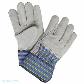 MCR SAFETY Leather Gloves Gray L PK12, 26J887