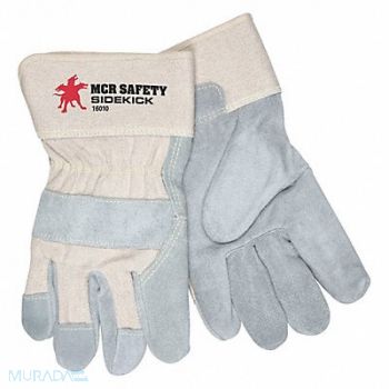 MCR SAFETY Leather Gloves Gray L PK12, 26K003
