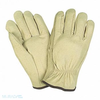 MCR SAFETY Leather Gloves Beige L PK12, 26K251