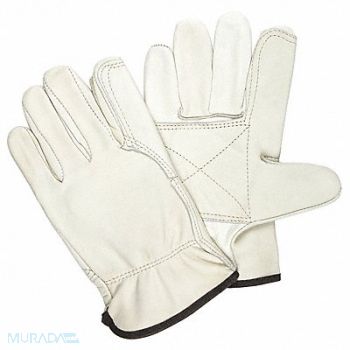 MCR SAFETY J3520 Leather Gloves Beige L PK12, 26K533