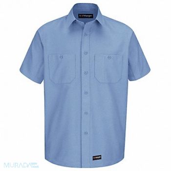 DICKIES Short Sleeve Shirt Lt Blu Poly/Cttn 2XL, 26KP09