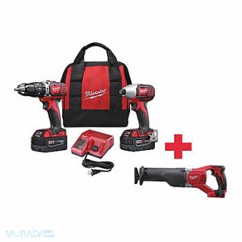 MILWAUKEE Cordless Combination Kit 2 Tools 18V DC, 270Y58