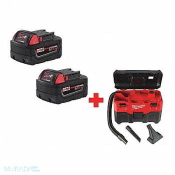 MILWAUKEE Shop Vacuum Cleaner w/Battery, 285MN3