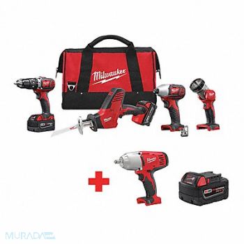 MILWAUKEE Cordless Combination Kit 5 Tools 18V DC, 285MN6