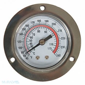GRAINGER APPROVED Analog Panel Mt Thermometer 40 to 240F, 1EPE5