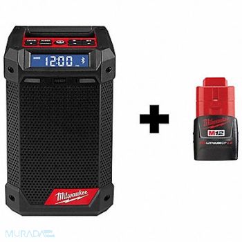 MILWAUKEE M12 Radio + Charger M12 CP2.0 Battery, 385JL9