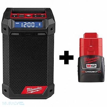MILWAUKEE M12 Radio + Charger w M12 CP2.0 Battery, 385XH8