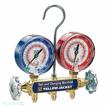 YELLOW JACKET Mechanical Manifold Gauge Set 2-Valve, 29AU07