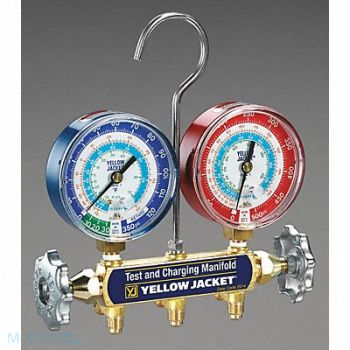 YELLOW JACKET Mechanical Manifold Gauge Set 2-Valve, 29AU08