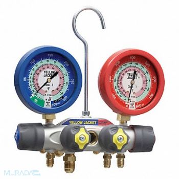 YELLOW JACKET Mechanical Manifold Gauge Set 4-Valve, 29AU15