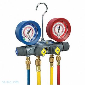 YELLOW JACKET Mechanical Manifold Gauge Set 4-Valve, 29AU20