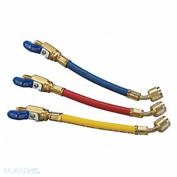 YELLOW JACKET Manifold Hose Set 9 In Red Yellow Blue, 29AU35