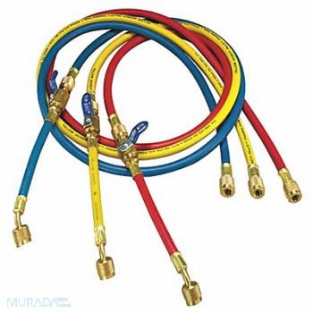 YELLOW JACKET Manifold Hose Set 60 In Red Yellow Blue, 29AU36