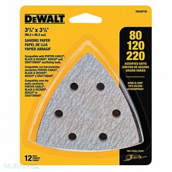 DEWALT Sanding Paper Alum Oxide 80/120/220 PK12, 29DY49