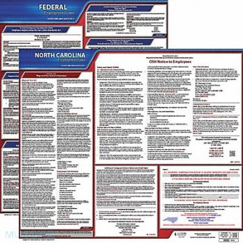 JJ KELLER LaborLaw Poster Fed/STA NC ENG 20inH 1yr, 36EU88