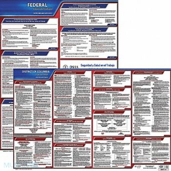 JJ KELLER Labor Law Poster Fed/STA DC SP 20inH 3yr, 36EW29