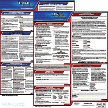 JJ KELLER Labor Law Poster Fed/STA IL SP 20inH 1yr, 36EV29